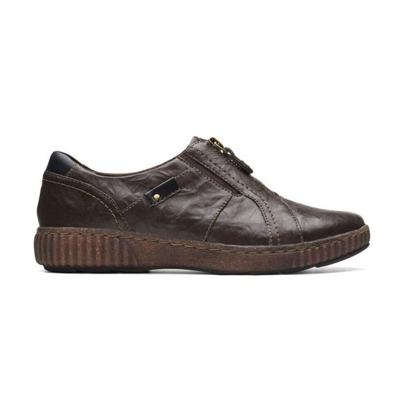 Clarks Shoes - Clarks Womens 8 M Magnolia Zip Dark Brow Textured Womens Casual Shoes NEW